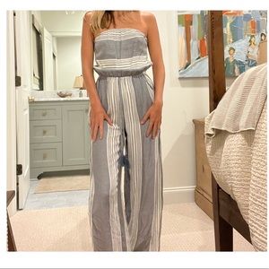 Strapless Grey and White Jumpsuit (Brand Surf Gypsy), Size Small